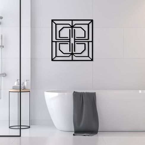 GlintHome Blcak Metal Wall Art – Modern Minimalist 3D Textured Abstract Mechanical Sculpture for Living Room Bathroom Bedroom Home Decor in Kuwait