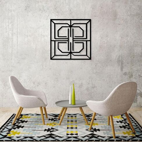 GlintHome Blcak Metal Wall Art – Modern Minimalist 3D Textured Abstract Mechanical Sculpture for Living Room Bathroom Bedroom Home Decor in Kuwait