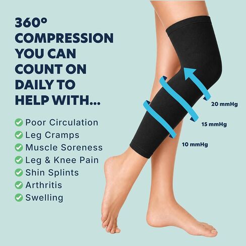 Doctor's Choice Full Leg Compression Sleeve-10-20 mmHg Graduated Support, Breathable Moisture-Wicking Fabric, Non-Binding Fit for Men & Women Ideal for Recovery, Daily Wear, Running & Active Lifestyle in Saudi Arabia