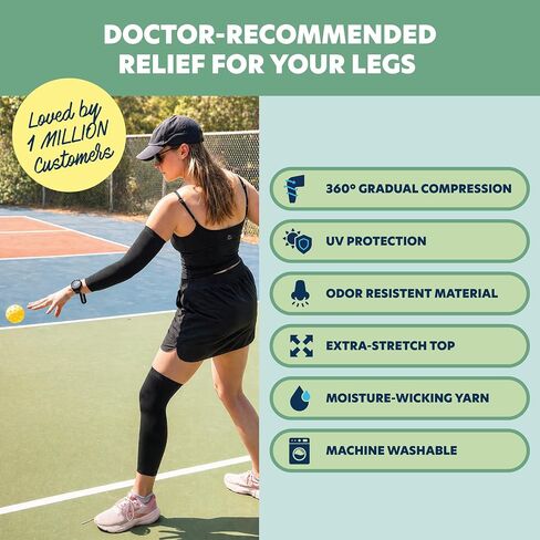 Doctor's Choice Full Leg Compression Sleeve-10-20 mmHg Graduated Support, Breathable Moisture-Wicking Fabric, Non-Binding Fit for Men & Women Ideal for Recovery, Daily Wear, Running & Active Lifestyle in Saudi Arabia