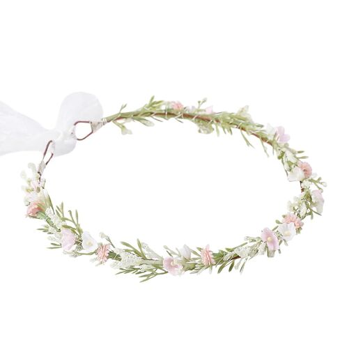 Pink Flower Crown Headband, Artificial Fairy Floral Headpiece, Renaissance Hair Accessory for Women Girls Maternity Birthday Bridal Wedding Renfaire Festival Cosplay Party Hairband in Saudi Arabia