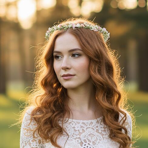 Pink Flower Crown Headband, Artificial Fairy Floral Headpiece, Renaissance Hair Accessory for Women Girls Maternity Birthday Bridal Wedding Renfaire Festival Cosplay Party Hairband in Saudi Arabia
