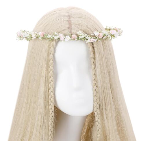Pink Flower Crown Headband, Artificial Fairy Floral Headpiece, Renaissance Hair Accessory for Women Girls Maternity Birthday Bridal Wedding Renfaire Festival Cosplay Party Hairband in Saudi Arabia