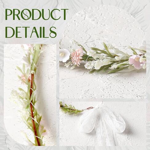 Pink Flower Crown Headband, Artificial Fairy Floral Headpiece, Renaissance Hair Accessory for Women Girls Maternity Birthday Bridal Wedding Renfaire Festival Cosplay Party Hairband in Saudi Arabia