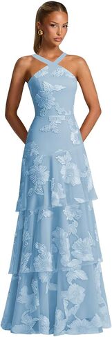 Tiered Chiffon Bridesmaid Dresses for Women Long Formal Evening Prom Gown in Saudi Arabia
