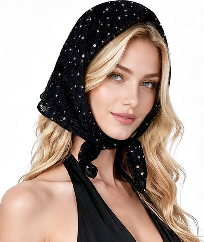 Head Scarf for Women - Sequin Headband, Sheer Lightweight Breathable Neck Scarf Bandana in Saudi Arabia