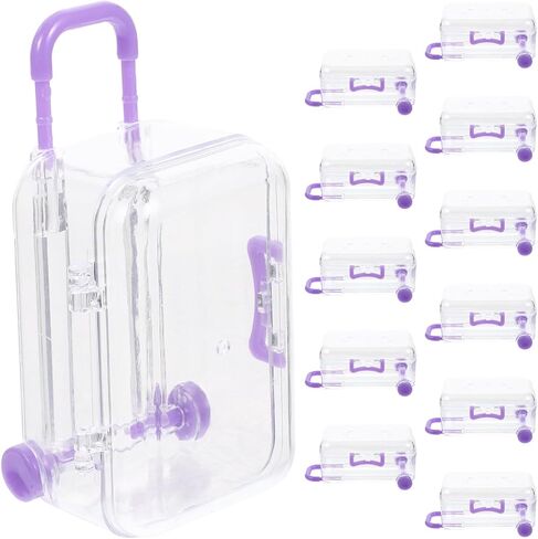 NUOBESTY Mini Suitcase Party Favor Box 12Pcs Clear Plastic Rolling Luggage Candy Boxes for Wedding Birthday Decorations 3 X 2 X 1.5 Inches in Kuwait