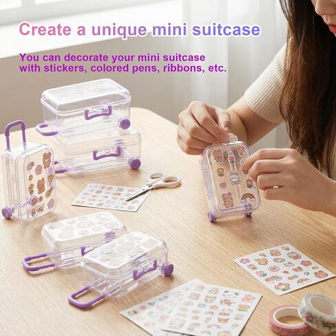 NUOBESTY Mini Suitcase Party Favor Box 12Pcs Clear Plastic Rolling Luggage Candy Boxes for Wedding Birthday Decorations 3 X 2 X 1.5 Inches in Kuwait