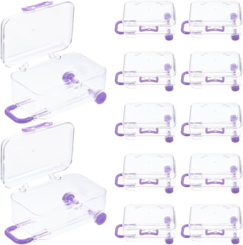 NUOBESTY Mini Suitcase Party Favor Box 12Pcs Clear Plastic Rolling Luggage Candy Boxes for Wedding Birthday Decorations 3 X 2 X 1.5 Inches in Kuwait