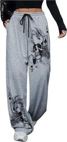 Soly Hux Women's Y2K Sweatpants الرباط الخصر مستقيم الساق القوطية سراويل الشارع الشارع in Kuwait