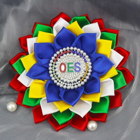 Order of The Eastern Star Corsage for Women OES Flower Brooch Pin Crystal OES Symbol Jewelry Greek Sorority Paraphernalia Gift for Sisterhood Soror in Saudi Arabia