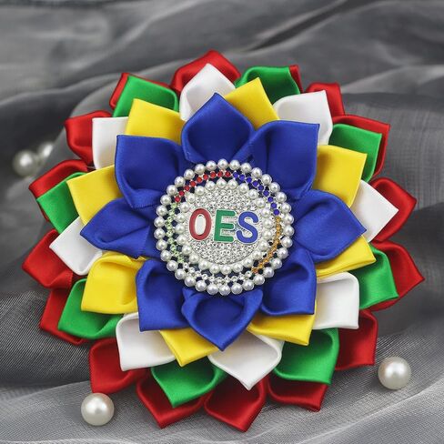 Order of The Eastern Star Corsage for Women OES Flower Brooch Pin Crystal OES Symbol Jewelry Greek Sorority Paraphernalia Gift for Sisterhood Soror in Saudi Arabia