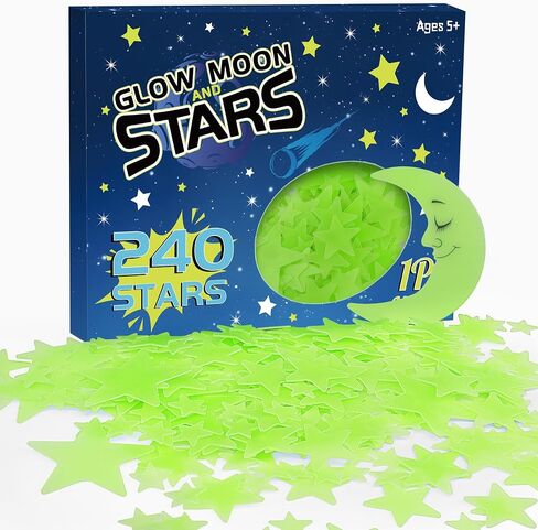 241PCS Glow in The Dark Stars Stickers, 3D Glow in The Dark Stars for Ceiling Wall Room Decor for Teen Girls Boys Kids Luminous Wall Stickers for Stocking Stuffers Holiday Birthday Gift (Green) in Saudi Arabia