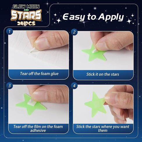 241PCS Glow in The Dark Stars Stickers, 3D Glow in The Dark Stars for Ceiling Wall Room Decor for Teen Girls Boys Kids Luminous Wall Stickers for Stocking Stuffers Holiday Birthday Gift (Green) in Saudi Arabia