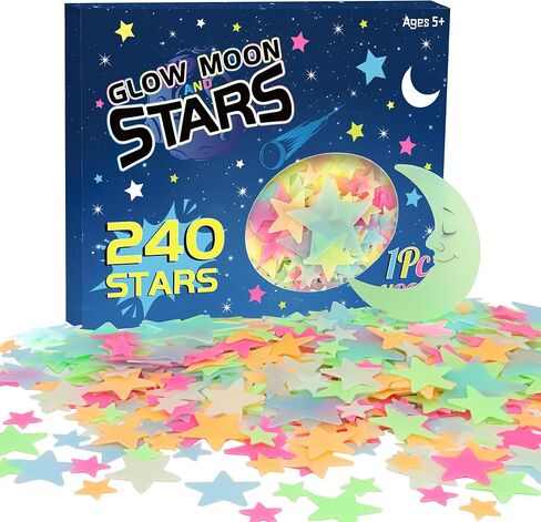 241PCS Glow in The Dark Stars Stickers, 3D Glow in The Dark Stars for Ceiling Wall Room Decor for Teen Girls Boys Kids Luminous Wall Stickers for Stocking Stuffers Holiday Birthday Gift (Green) in Saudi Arabia