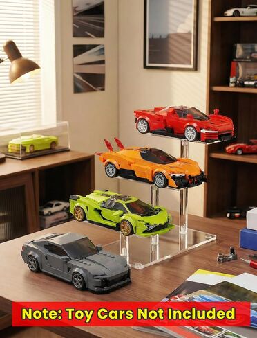 حامل أكريليك من NiHome لعرض Lego Speed ​​Champions بثلاث طبقات، علبة عرض سيارة Lego بسعة 6 سيارات، حامل رف عرض تمثال للمقتنيات وديكور الغرفة، حامل حامل العطور، عبوتان in Saudi Arabia