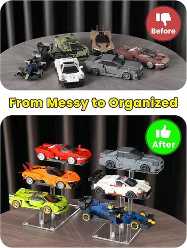 حامل أكريليك من NiHome لعرض Lego Speed ​​Champions بثلاث طبقات، علبة عرض سيارة Lego بسعة 6 سيارات، حامل رف عرض تمثال للمقتنيات وديكور الغرفة، حامل حامل العطور، عبوتان in Saudi Arabia