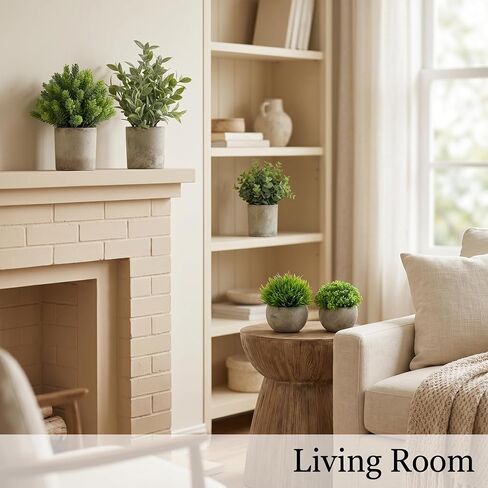 5 Pack Small Fake Potted Plants with Cement Pots - Realistic Faux Greenery Set, No Watering Low Maintenance, UV Resistant Artificial Plants for Shelf Office Bathroom Desk Decor, Indoor & Outdoor in Saudi Arabia