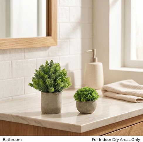 5 Pack Small Fake Potted Plants with Cement Pots - Realistic Faux Greenery Set, No Watering Low Maintenance, UV Resistant Artificial Plants for Shelf Office Bathroom Desk Decor, Indoor & Outdoor in Saudi Arabia