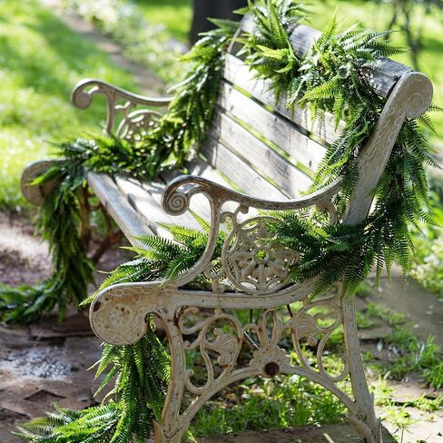 Yinder 4 Pack 6ft Artificial Greenery Garland Hanging Boston Fern Garlands Lifelike Leaf Green Fake Vines for Spring Summer Indoor Wall Mantel Home Decoration Wedding Arch Party Decor in Kuwait
