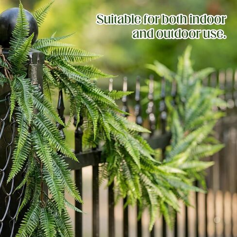 Yinder 4 Pack 6ft Artificial Greenery Garland Hanging Boston Fern Garlands Lifelike Leaf Green Fake Vines for Spring Summer Indoor Wall Mantel Home Decoration Wedding Arch Party Decor in Kuwait