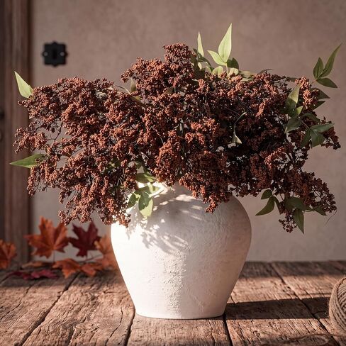 Dingion 3 Pcs 43 Inch Dark Brown Berry Stem for Vase Fall Artificial Faux Sedum Berry Stem Autumn Realistic Flowers Pick Spray Floral Branch for DIY Wedding Bouquet Mantel Holiday Harvest Home Decor in Kuwait