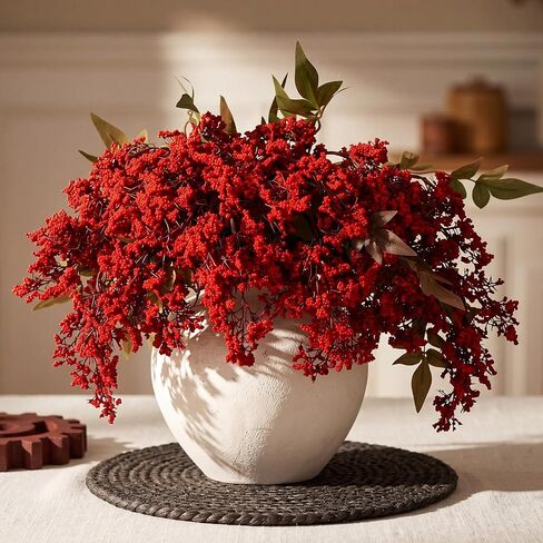 Dingion 3 Pcs 43 Inch Dark Brown Berry Stem for Vase Fall Artificial Faux Sedum Berry Stem Autumn Realistic Flowers Pick Spray Floral Branch for DIY Wedding Bouquet Mantel Holiday Harvest Home Decor in Kuwait