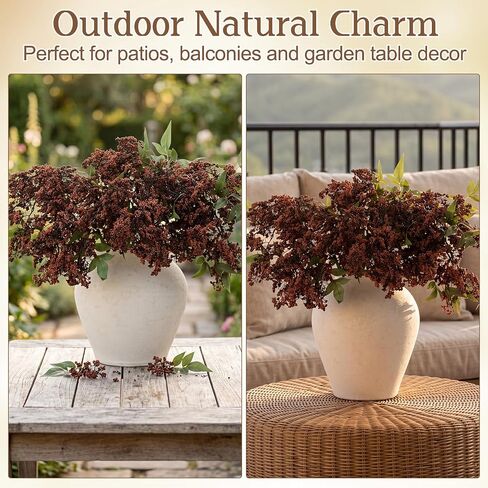 Dingion 3 Pcs 43 Inch Dark Brown Berry Stem for Vase Fall Artificial Faux Sedum Berry Stem Autumn Realistic Flowers Pick Spray Floral Branch for DIY Wedding Bouquet Mantel Holiday Harvest Home Decor in Kuwait