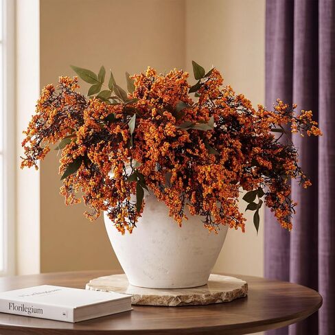 Dingion 3 Pcs 43 Inch Dark Brown Berry Stem for Vase Fall Artificial Faux Sedum Berry Stem Autumn Realistic Flowers Pick Spray Floral Branch for DIY Wedding Bouquet Mantel Holiday Harvest Home Decor in Kuwait