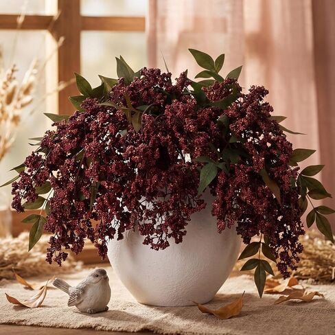 Dingion 3 Pcs 43 Inch Dark Brown Berry Stem for Vase Fall Artificial Faux Sedum Berry Stem Autumn Realistic Flowers Pick Spray Floral Branch for DIY Wedding Bouquet Mantel Holiday Harvest Home Decor in Kuwait