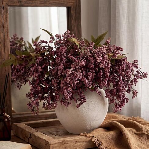 Dingion 3 Pcs 43 Inch Dark Brown Berry Stem for Vase Fall Artificial Faux Sedum Berry Stem Autumn Realistic Flowers Pick Spray Floral Branch for DIY Wedding Bouquet Mantel Holiday Harvest Home Decor in Kuwait