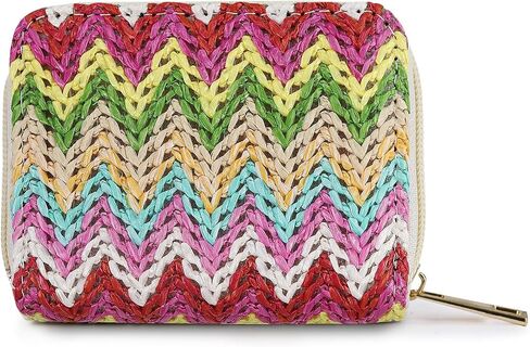 Small Womens Wallets, Straw Small Wallet for Women and Girls, Compact Women Credit Card Holder With Zippers for Shopping, Dating, Travelling, Walking (colorful) in Saudi Arabia