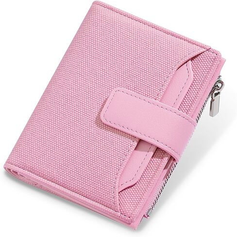 Wallet Women Small Bifold Leather Wallet Woven Embossing Girls Ladies Female Mini Purse with 18 Card Slots + 1 Zipper Coin Pocket + 1 Cash Slot (Pink) in Saudi Arabia