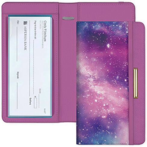 UNICRAFTALE Leather Checkbook Covers for Women and Men Dog Checkbook Wallet with Pen Holders Built-In Clear Plastic Divider for Duplicate Checks Blocking Credit Card Holder Wallet in Kuwait