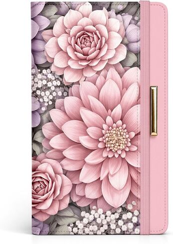 Checkbook Cover for Personal Checkbook with Pen Holder Imitation Leather Register Duplicate Checks Wallet Holder for Women Slim Design Unfolds for Home Office Finance (Flowers) in Saudi Arabia