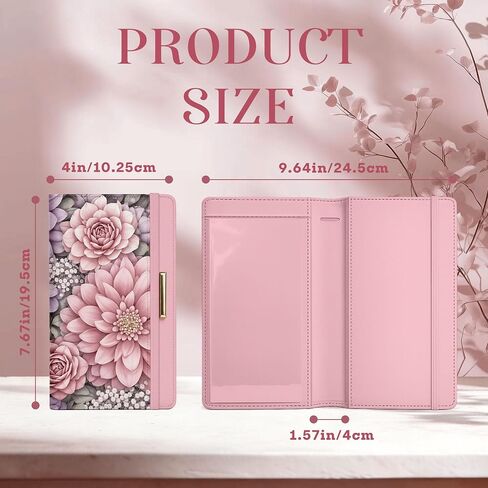 Checkbook Cover for Personal Checkbook with Pen Holder Imitation Leather Register Duplicate Checks Wallet Holder for Women Slim Design Unfolds for Home Office Finance (Flowers) in Saudi Arabia