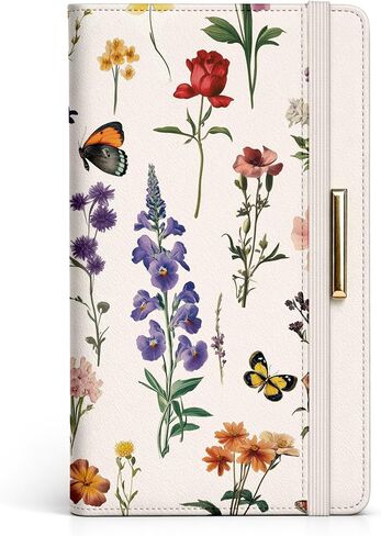 Checkbook Cover for Personal Checkbook with Pen Holder Imitation Leather Register Duplicate Checks Wallet Holder for Women Slim Design Unfolds for Home Office Finance (Flowers) in Saudi Arabia