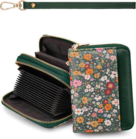 Credit Card Holder for Women, RFID Blocking Card Wallet, Vegan Leather Accordion Zipper Small Wallet with Wristlet(Sea Turtle) in Saudi Arabia