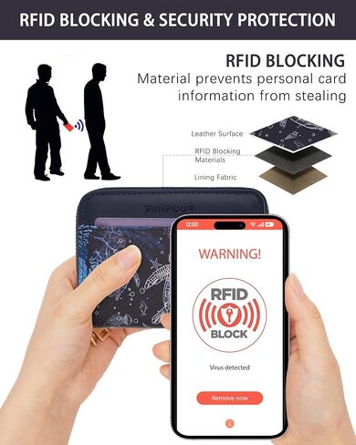 حامل بطاقات الائتمان للنساء، محفظة بطاقات حجب RFID، محفظة صغيرة بسحاب أكورديون من الجلد النباتي مع معصم (سلحفاة بحرية) in Kuwait