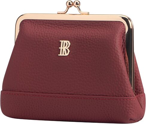 Royal Bagger Women's Genuine Cow Leather Coin Purse with Kiss Lock, Multi-Compartment Wallet, Card Holder (Wine Red) in Saudi Arabia