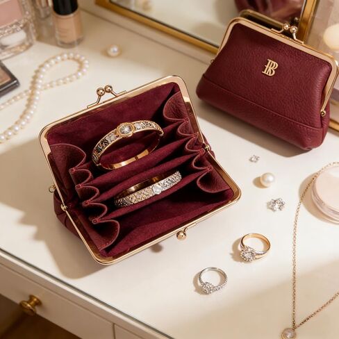 Royal Bagger Women's Genuine Cow Leather Coin Purse with Kiss Lock, Multi-Compartment Wallet, Card Holder (Wine Red) in Saudi Arabia