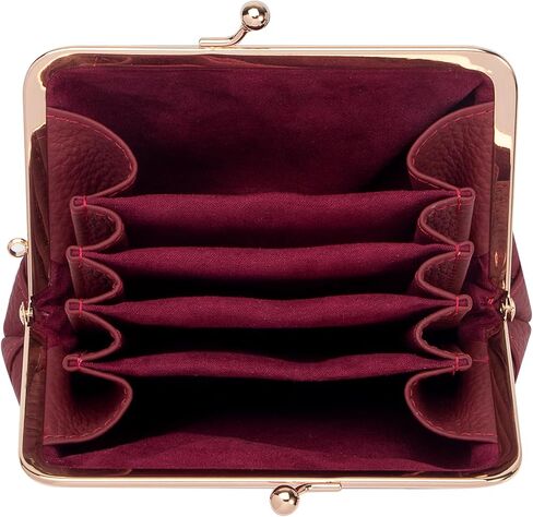 Royal Bagger Women's Genuine Cow Leather Coin Purse with Kiss Lock, Multi-Compartment Wallet, Card Holder (Wine Red) in Saudi Arabia