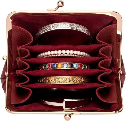 Royal Bagger Women's Genuine Cow Leather Coin Purse with Kiss Lock, Multi-Compartment Wallet, Card Holder (Wine Red) in Saudi Arabia