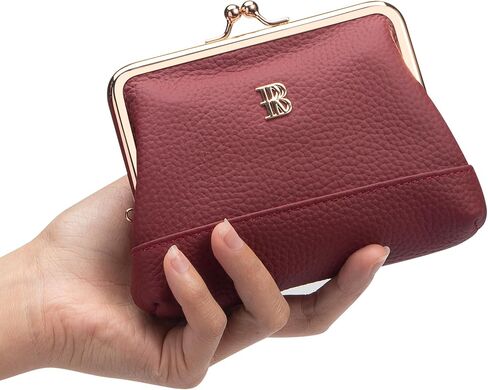 Royal Bagger Women's Genuine Cow Leather Coin Purse with Kiss Lock, Multi-Compartment Wallet, Card Holder (Wine Red) in Saudi Arabia