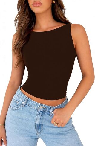 ForeFair Summer Tank Tops for Women Going Out Cute Boat Neck Casual Top Basic in Saudi Arabia