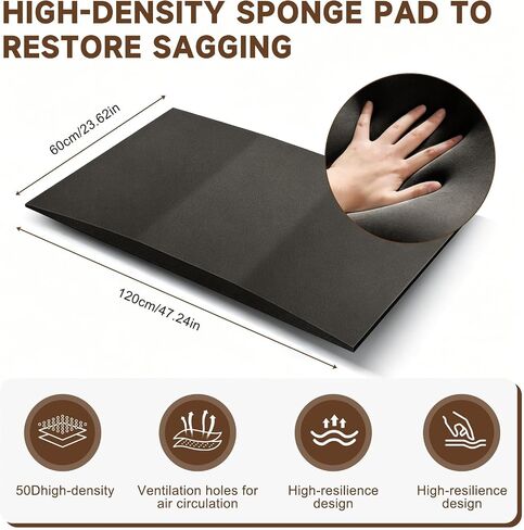Mattress Support Pad for Sagging Mattress & Sofa, High-Density Memory Foam Bed Support Board, 47x25x2 Inches, Black, Improves Sleep Comfort & Extends Mattress Life in Saudi Arabia