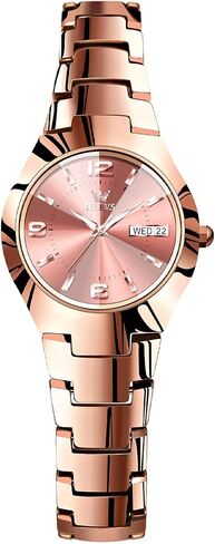 OLEVS Womens Watches Waterproof Dress Watches for Women Ladies Watch for Small Wrist Analog Quartz Women’s Wrist Watch Tungsten Steel with Day Date Luxury Arabic Numerals Rose-Gold Face in Kuwait
