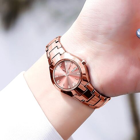 OLEVS Womens Watches Waterproof Dress Watches for Women Ladies Watch for Small Wrist Analog Quartz Women’s Wrist Watch Tungsten Steel with Day Date Luxury Arabic Numerals Rose-Gold Face in Kuwait