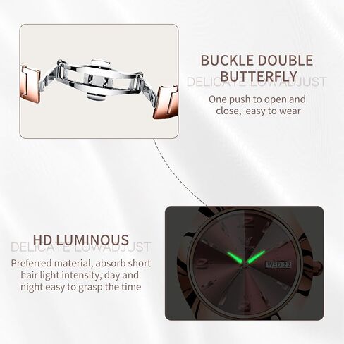 OLEVS Womens Watches Waterproof Dress Watches for Women Ladies Watch for Small Wrist Analog Quartz Women’s Wrist Watch Tungsten Steel with Day Date Luxury Arabic Numerals Rose-Gold Face in Kuwait