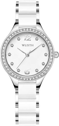 FANMIS Ladies Fashion Watches Luxury Rhinestone White Ceramic Watch Waterproof Watch Elegant Dress Watch in Kuwait